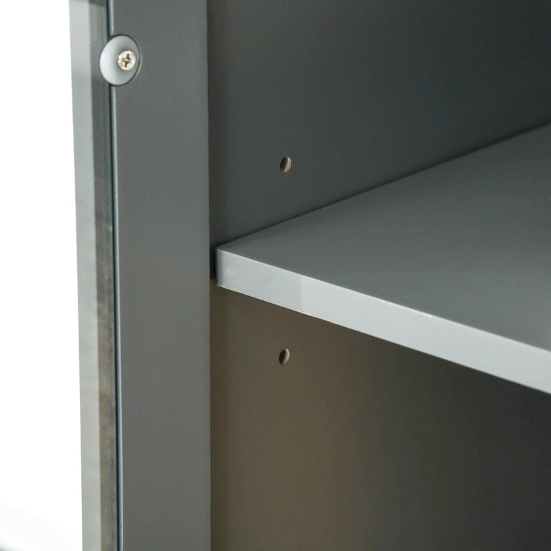 Buffet de cuisine — Meuble de rangement en bois avec portes vitrées et étagère pour micro-ondes