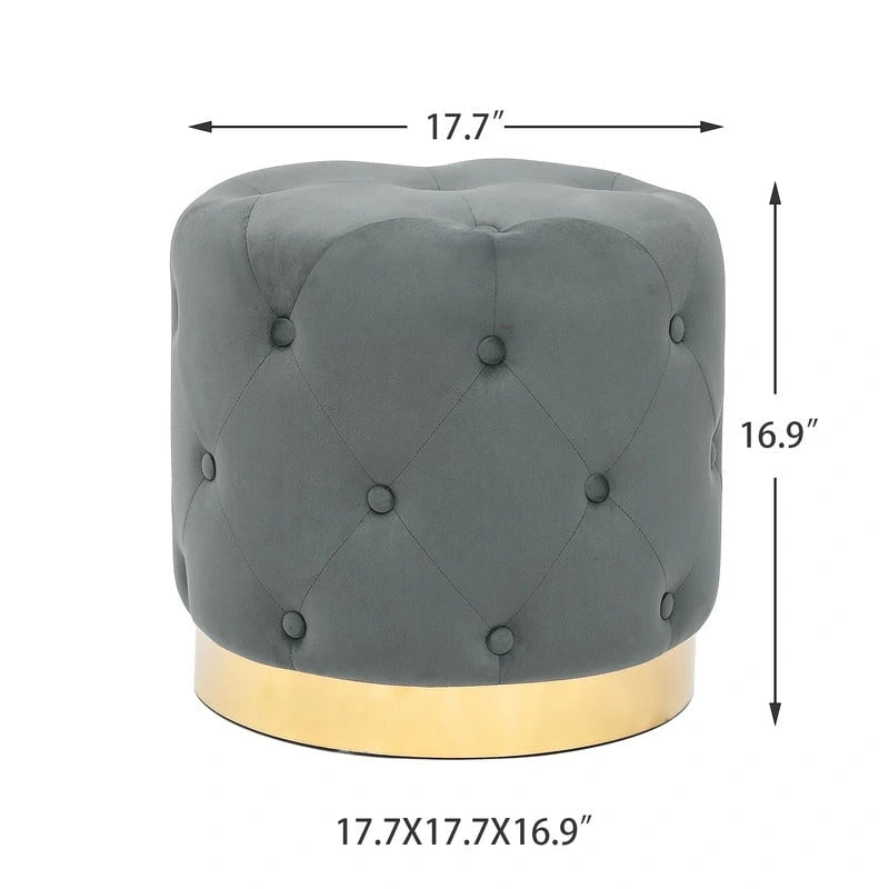 Tabouret rond en velours / tabouret de coiffeuse / tabouret à socle avec base plaquée or
