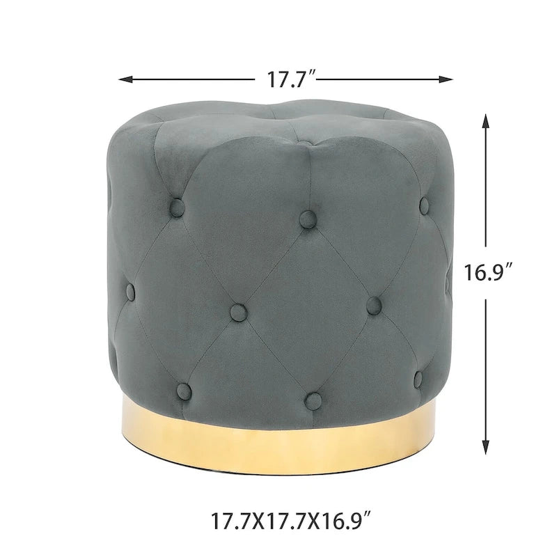 Tabouret rond en velours / tabouret de coiffeuse / tabouret à socle avec base plaquée or