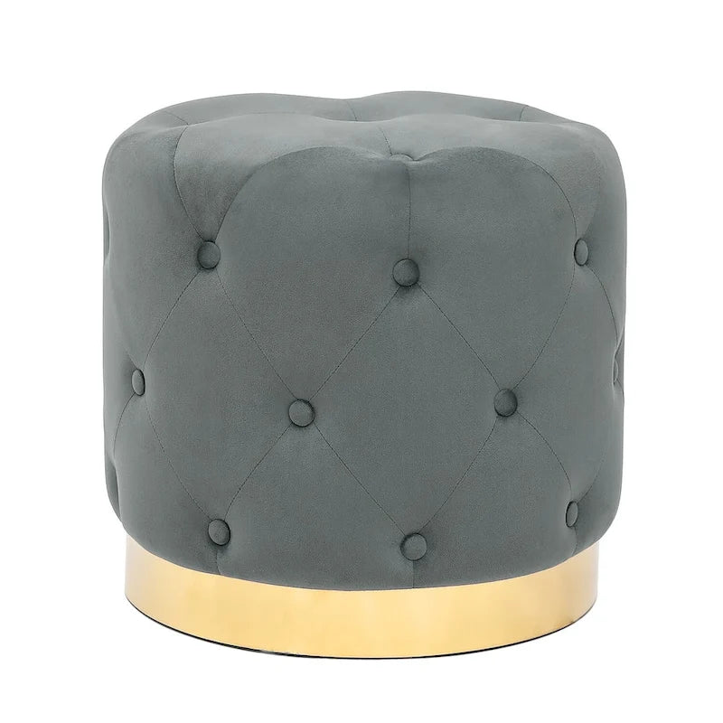 Tabouret rond en velours / tabouret de coiffeuse / tabouret à socle avec base plaquée or
