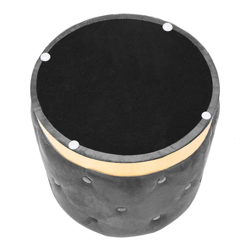 Tabouret rond en velours / tabouret de coiffeuse / tabouret à socle avec base plaquée or