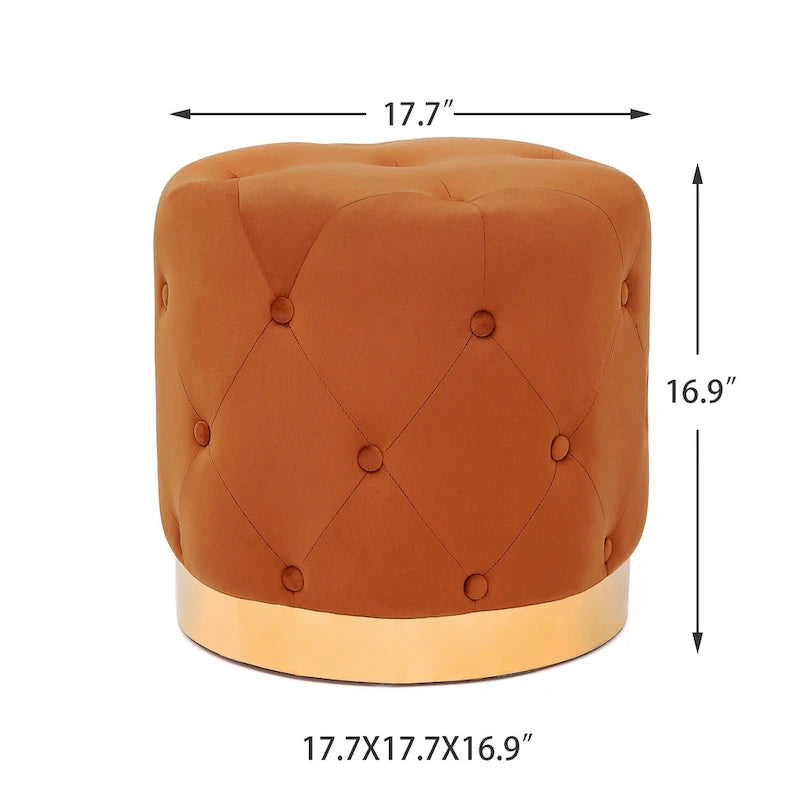 Tabouret rond en velours / tabouret de coiffeuse / tabouret à socle avec base plaquée or