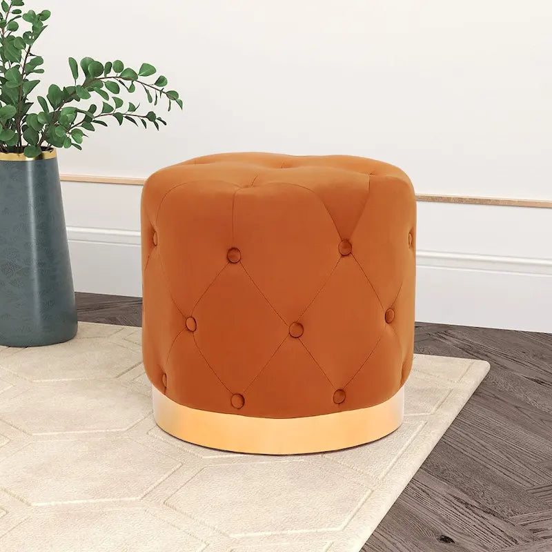 Tabouret rond en velours / tabouret de coiffeuse / tabouret à socle avec base plaquée or