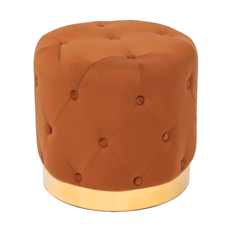 Tabouret rond en velours / tabouret de coiffeuse / tabouret à socle avec base plaquée or