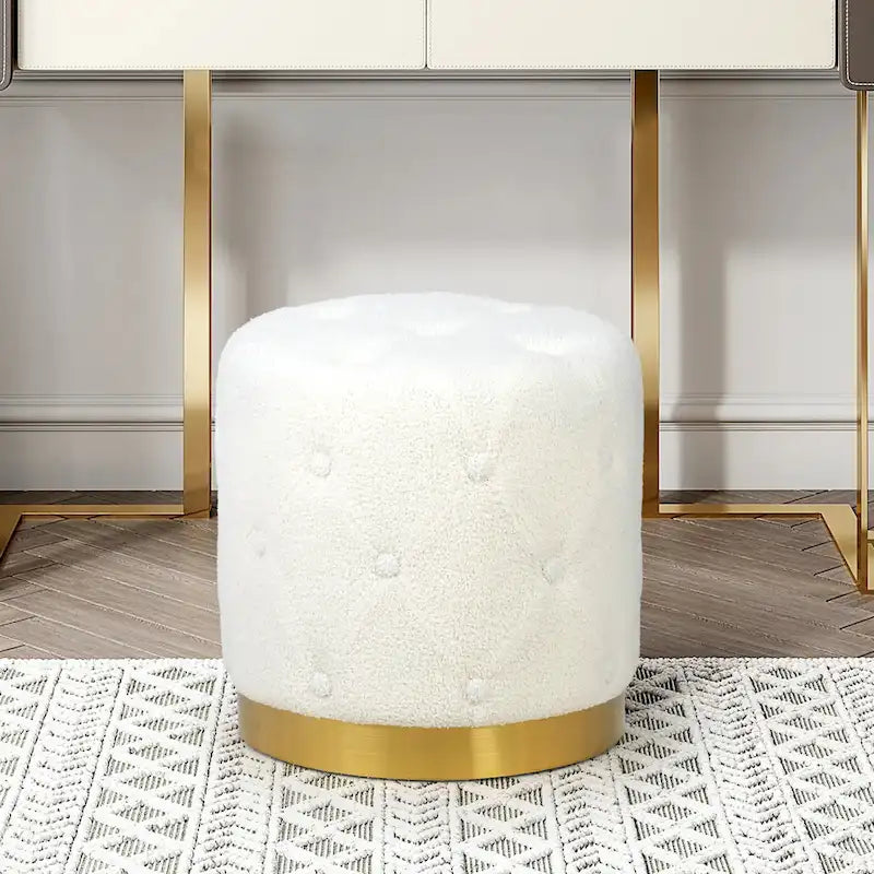 Tabouret rond en velours / tabouret de coiffeuse / tabouret à socle avec base plaquée or