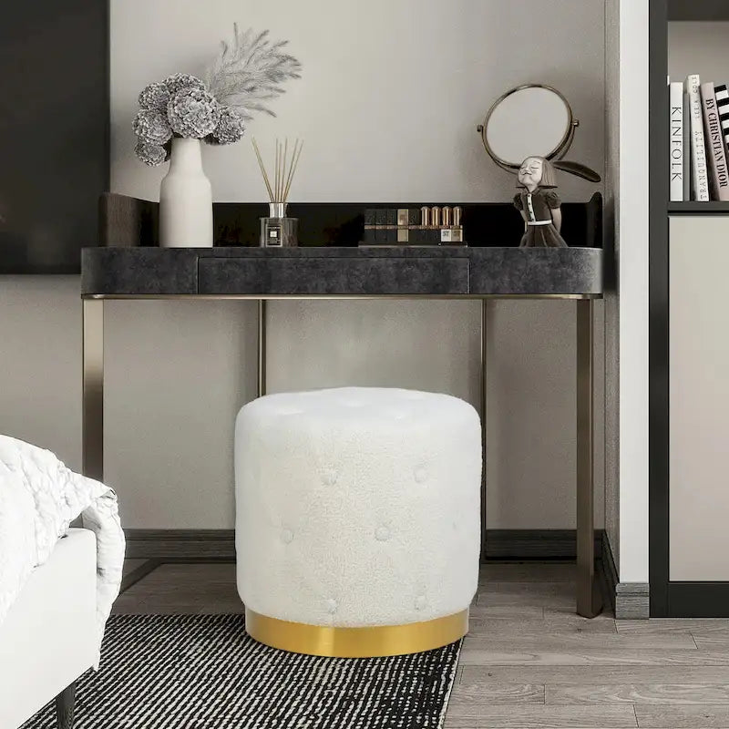Tabouret rond en velours / tabouret de coiffeuse / tabouret à socle avec base plaquée or