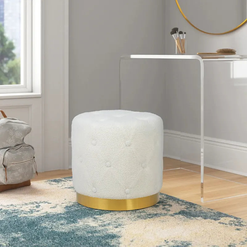 Tabouret rond en velours / tabouret de coiffeuse / tabouret à socle avec base plaquée or