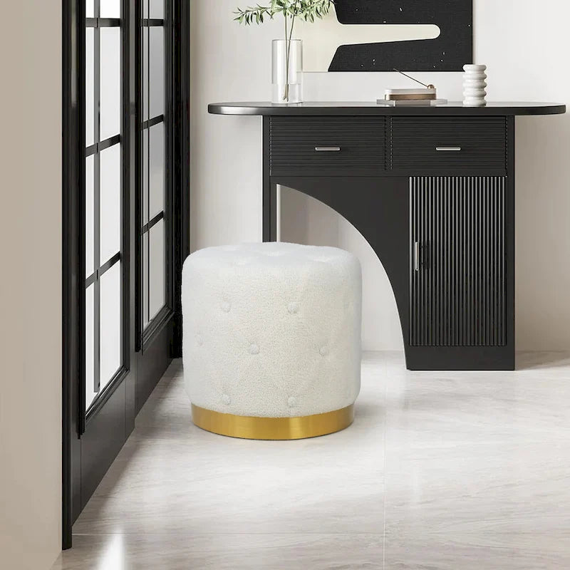 Tabouret rond en velours / tabouret de coiffeuse / tabouret à socle avec base plaquée or