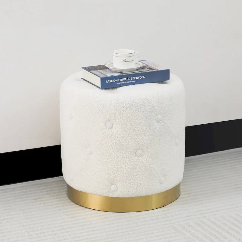 Tabouret rond en velours / tabouret de coiffeuse / tabouret à socle avec base plaquée or