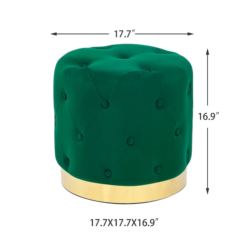Tabouret rond en velours / tabouret de coiffeuse / tabouret à socle avec base plaquée or