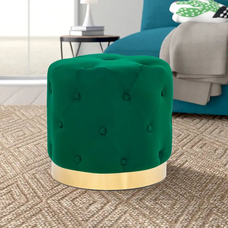 Tabouret rond en velours / tabouret de coiffeuse / tabouret à socle avec base plaquée or