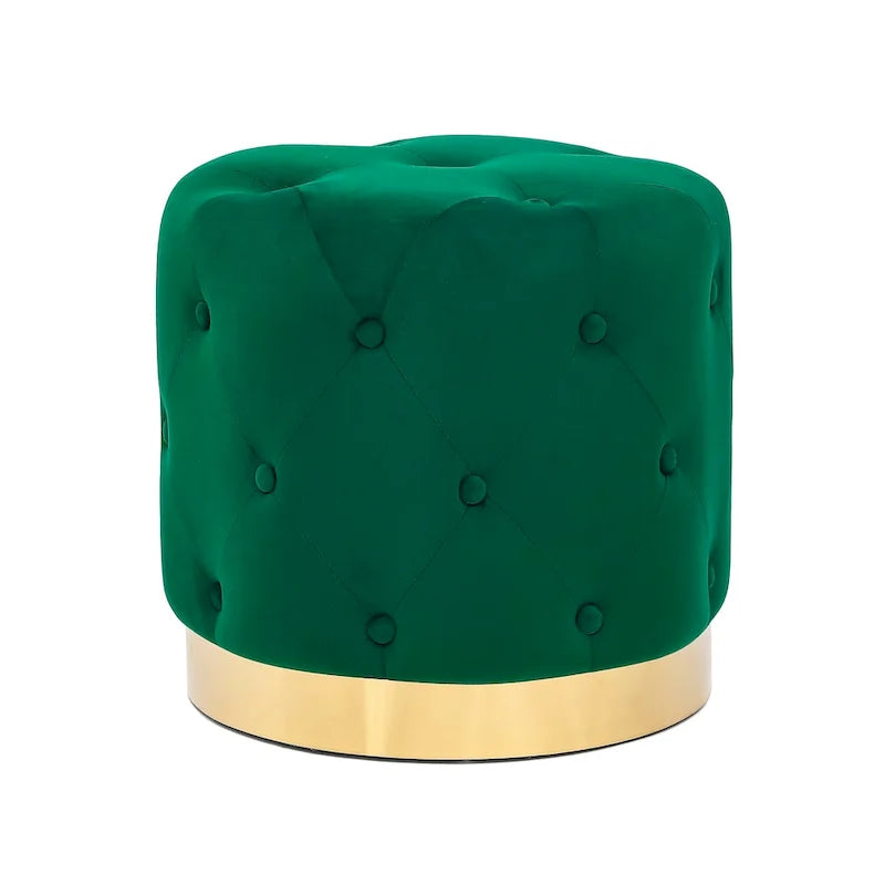 Tabouret rond en velours / tabouret de coiffeuse / tabouret à socle avec base plaquée or