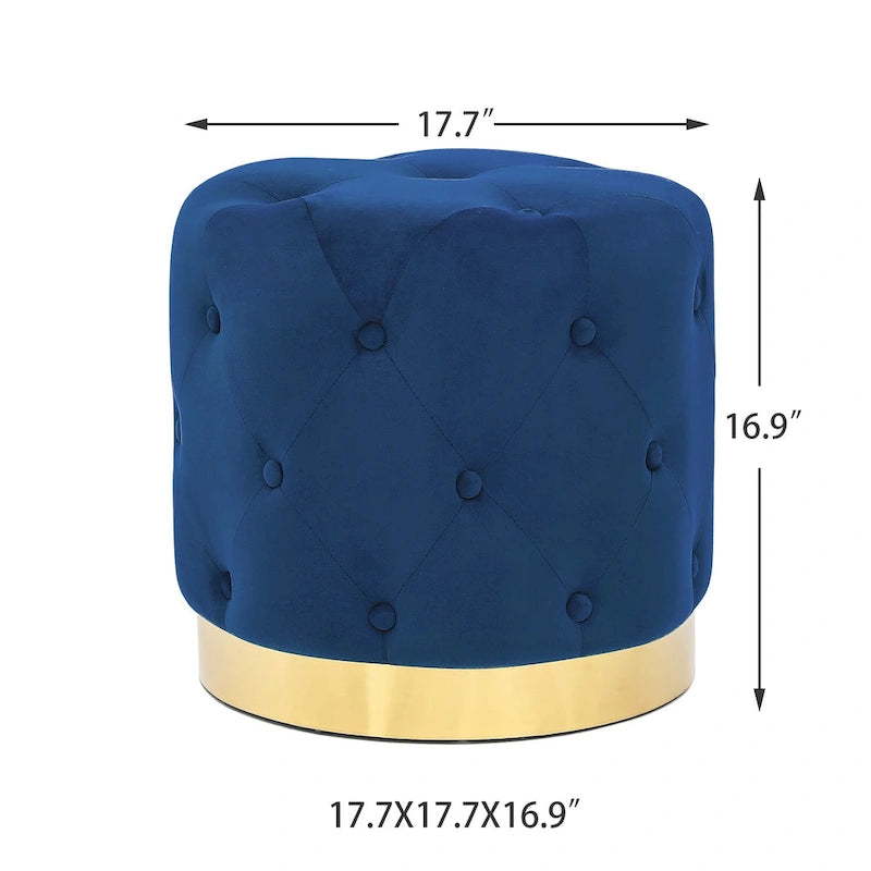 Tabouret rond en velours / tabouret de coiffeuse / tabouret à socle avec base plaquée or