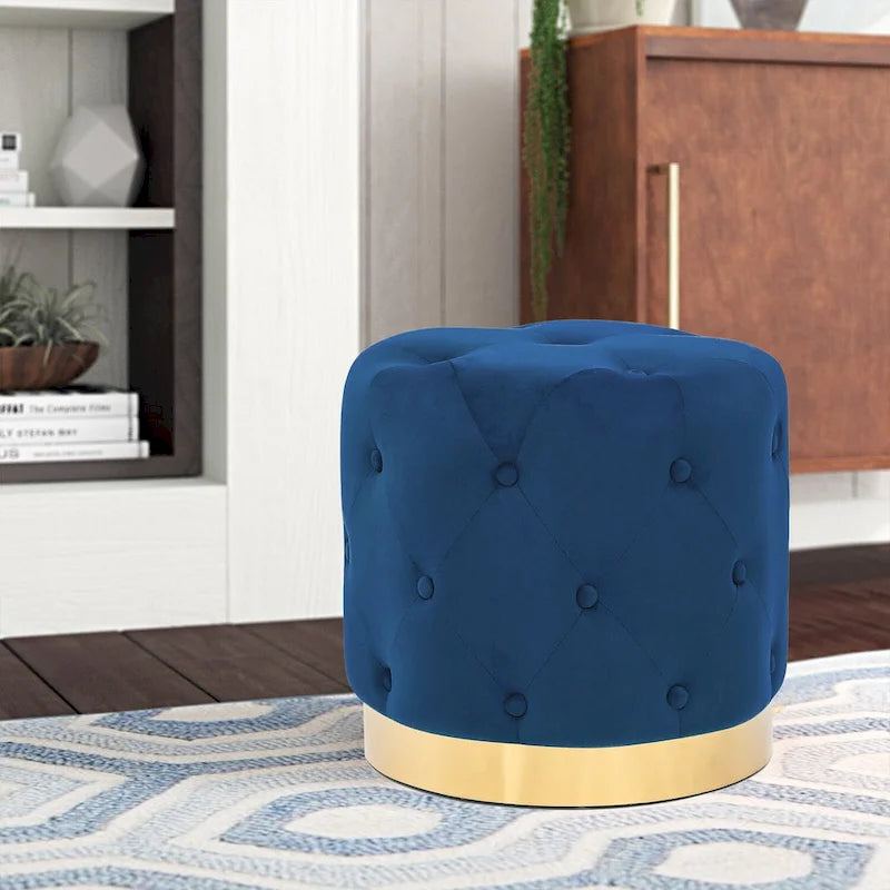 Tabouret rond en velours / tabouret de coiffeuse / tabouret à socle avec base plaquée or