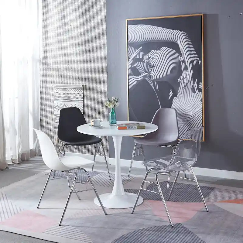 Table à manger Tulipe 80 cm, table à manger du milieu du siècle pour 2-4 personnes avec plateau rond en MDF, table à manger sur pied, table basse de loisirs