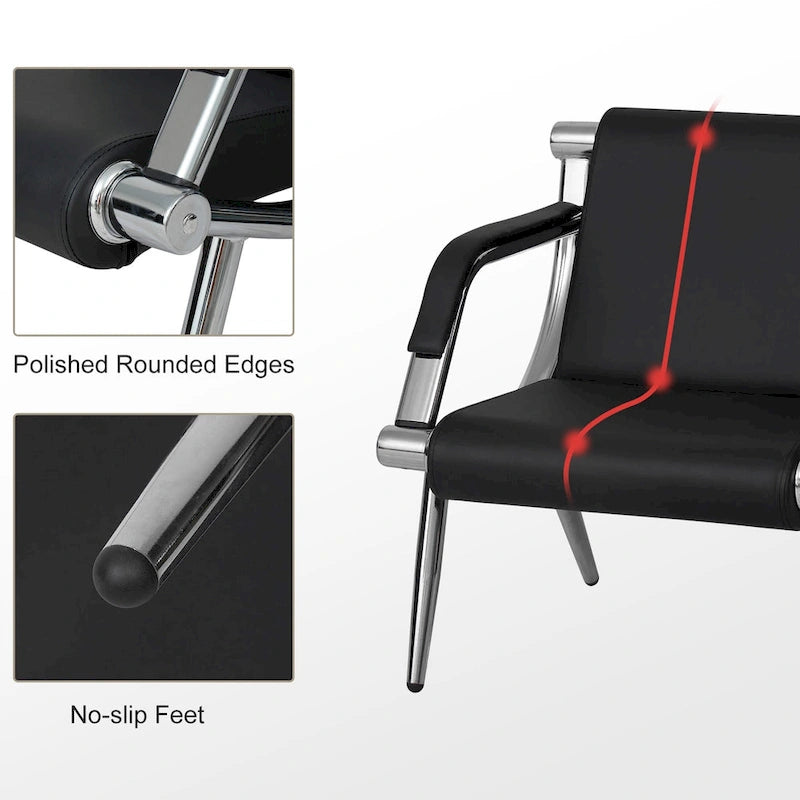 Fauteuils en cuir véritable 1/2/3 places pour salle d'attente/chaises de réception, adaptés aux salons de coiffure, barbier, banques, hôpitaux et autres lieux.