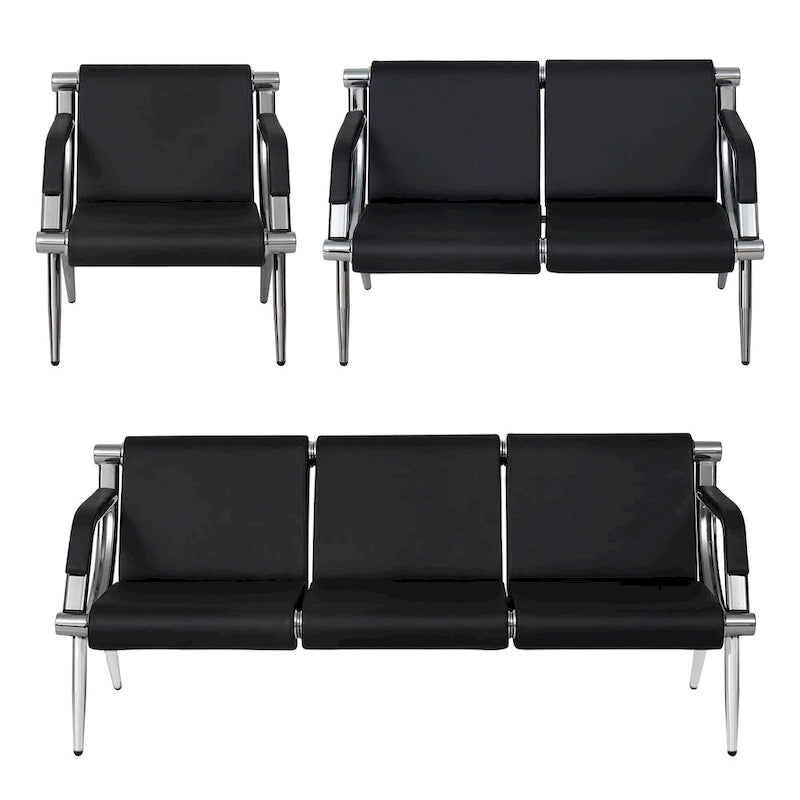 Fauteuils en cuir véritable 1/2/3 places pour salle d'attente/chaises de réception, adaptés aux salons de coiffure, barbier, banques, hôpitaux et autres lieux.