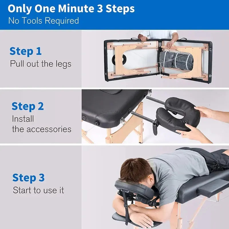 Table de massage portable de 84 pouces de long avec housse de transport