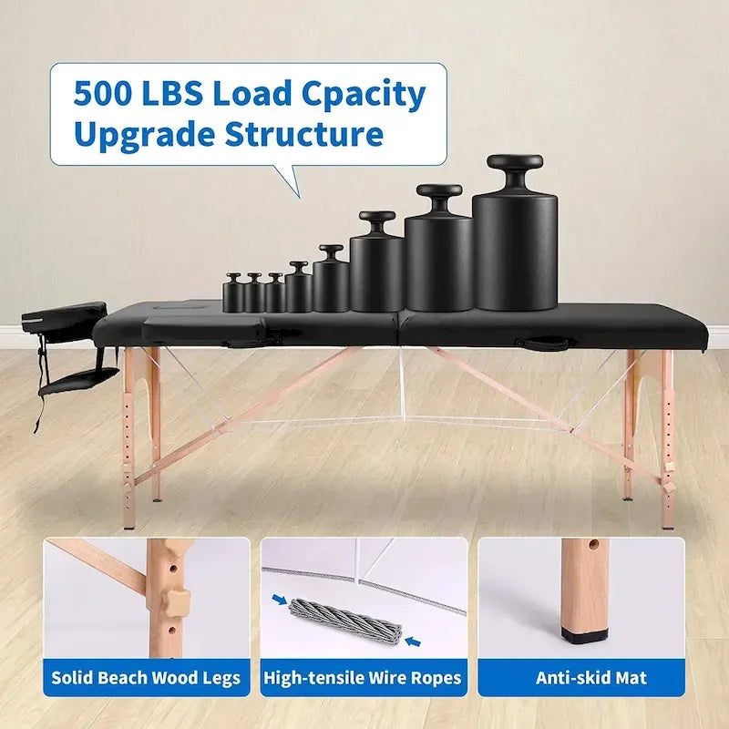 Table de massage portable de 84 pouces de long avec housse de transport
