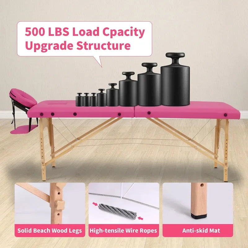 Table de massage portable de 84 pouces de long avec housse de transport