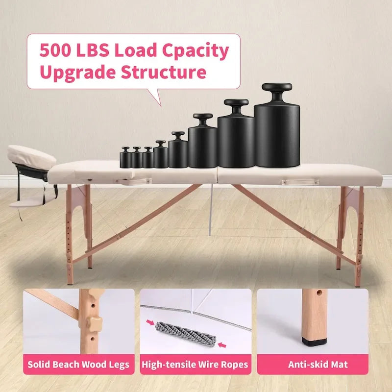 Table de massage portable de 84 pouces de long avec housse de transport