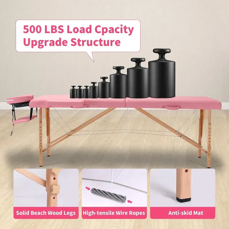 Table de massage portable de 84 pouces de long avec housse de transport