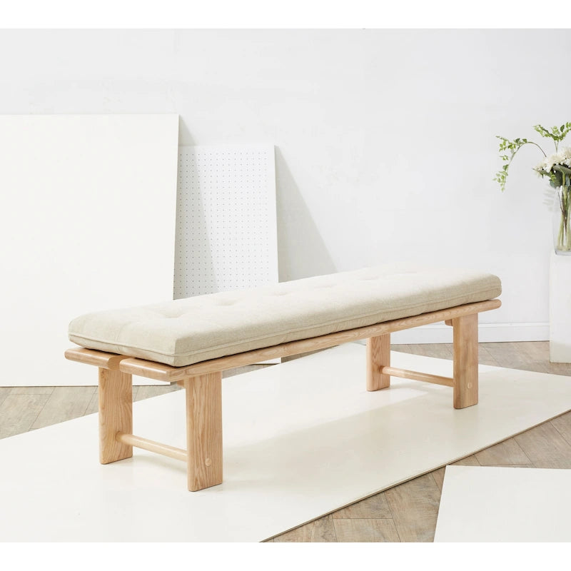 Banc rembourré moderne — 60,8 po L x 18,9 po P x 18,1 po H — 61 po L x 19 po P x 18 po H