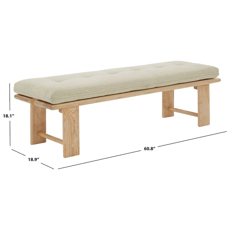 Banc rembourré moderne — 60,8 po L x 18,9 po P x 18,1 po H — 61 po L x 19 po P x 18 po H
