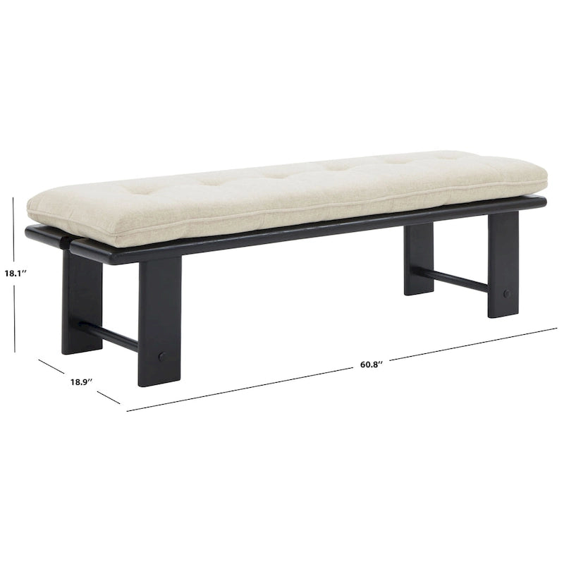 Banc rembourré moderne — 60,8 po L x 18,9 po P x 18,1 po H — 61 po L x 19 po P x 18 po H