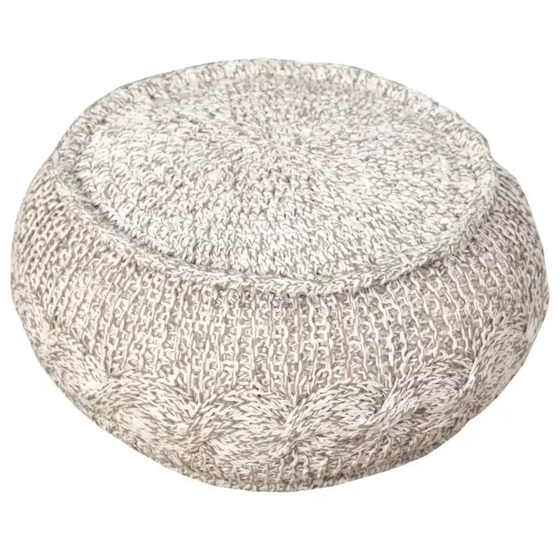 Pouf repose-pieds en tricot torsadé multicolore