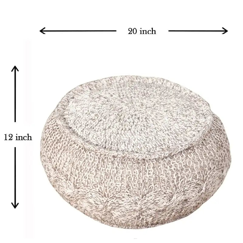 Pouf repose-pieds en tricot torsadé multicolore