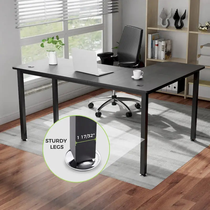 Grand bureau d'angle en L de 60 pouces avec tapis de souris pour bureau à domicile