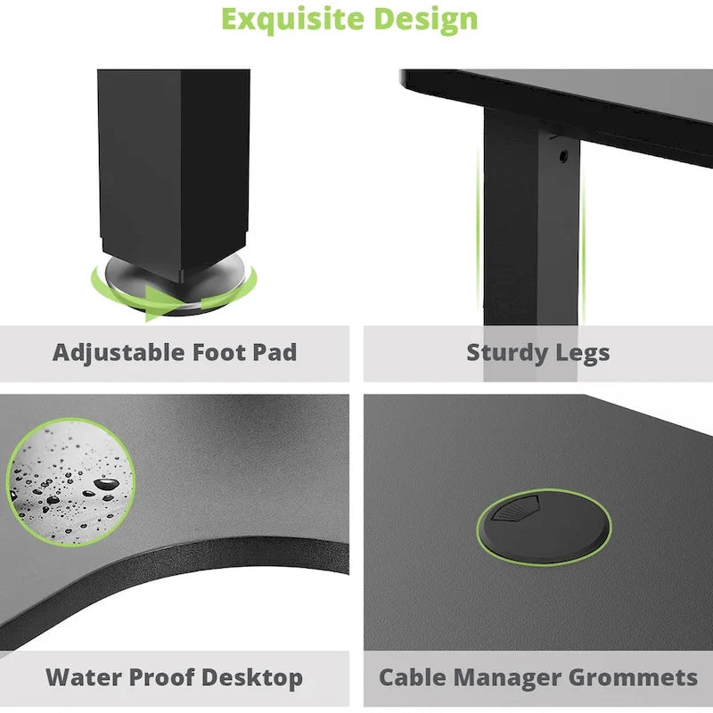 Grand bureau d'angle en L de 60 pouces avec tapis de souris pour bureau à domicile