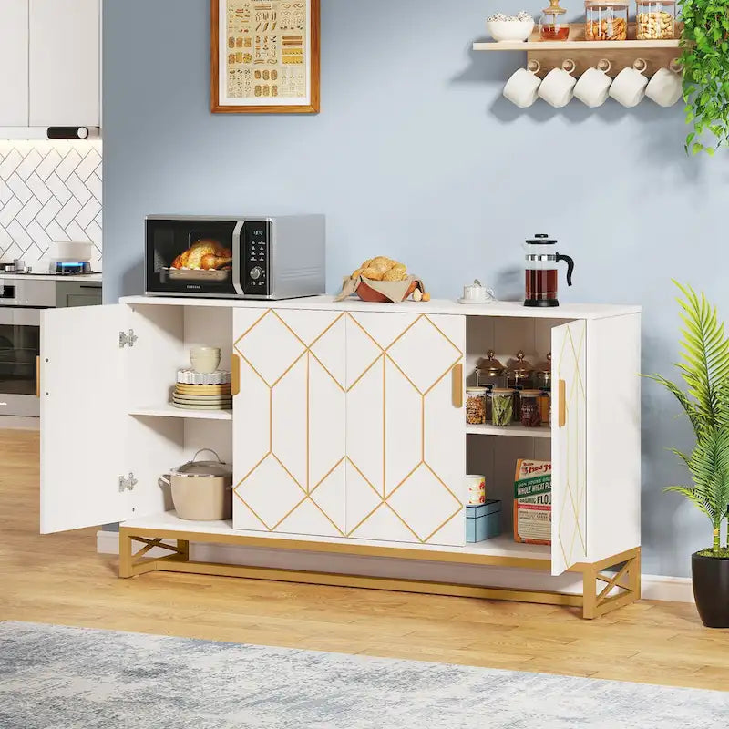 Buffet de cuisine/salle à manger moderne à 4 portes avec étagère réglable