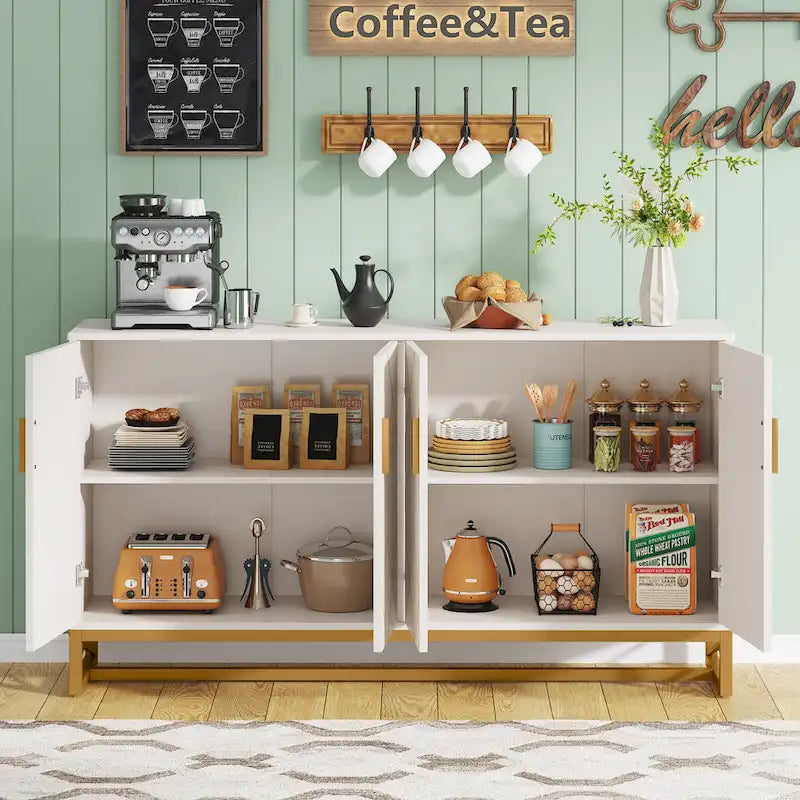 Buffet de cuisine/salle à manger moderne à 4 portes avec étagère réglable