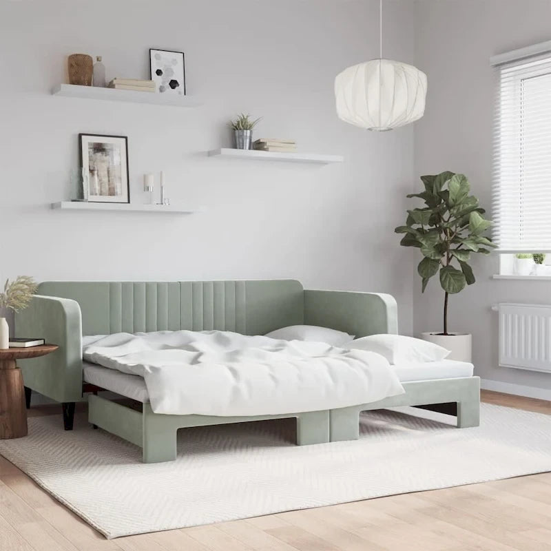 Lit de jour — Canapé-lit capitonné en velours pour chambre et salon