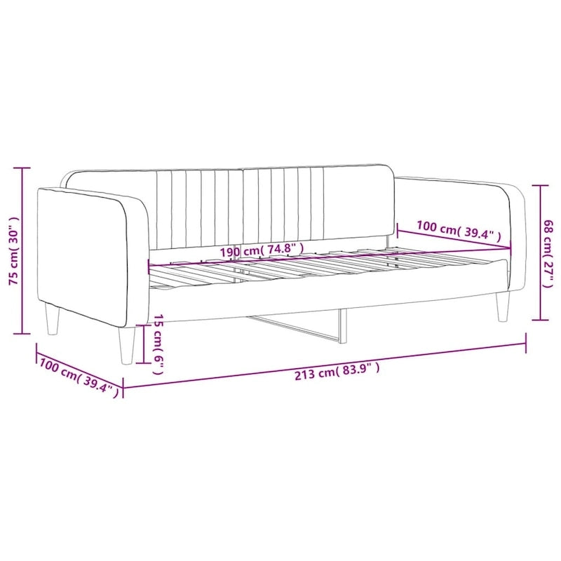 Lit de jour — Canapé-lit capitonné en velours pour chambre et salon