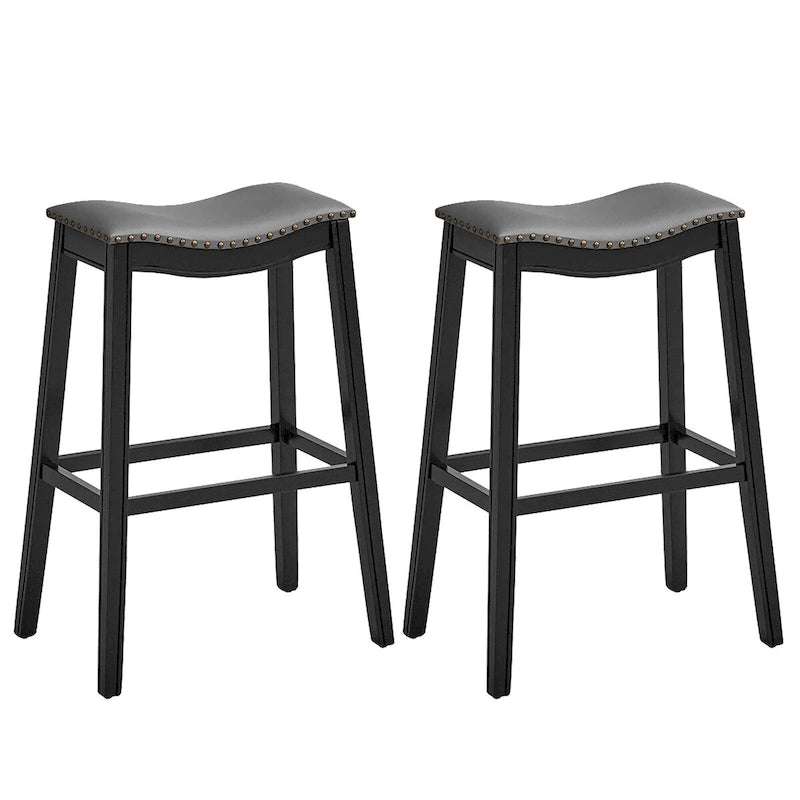 Ensemble de deux tabourets de bar en forme de selle, chaises de cuisine hauteur bar, avec patins en caoutchouc.