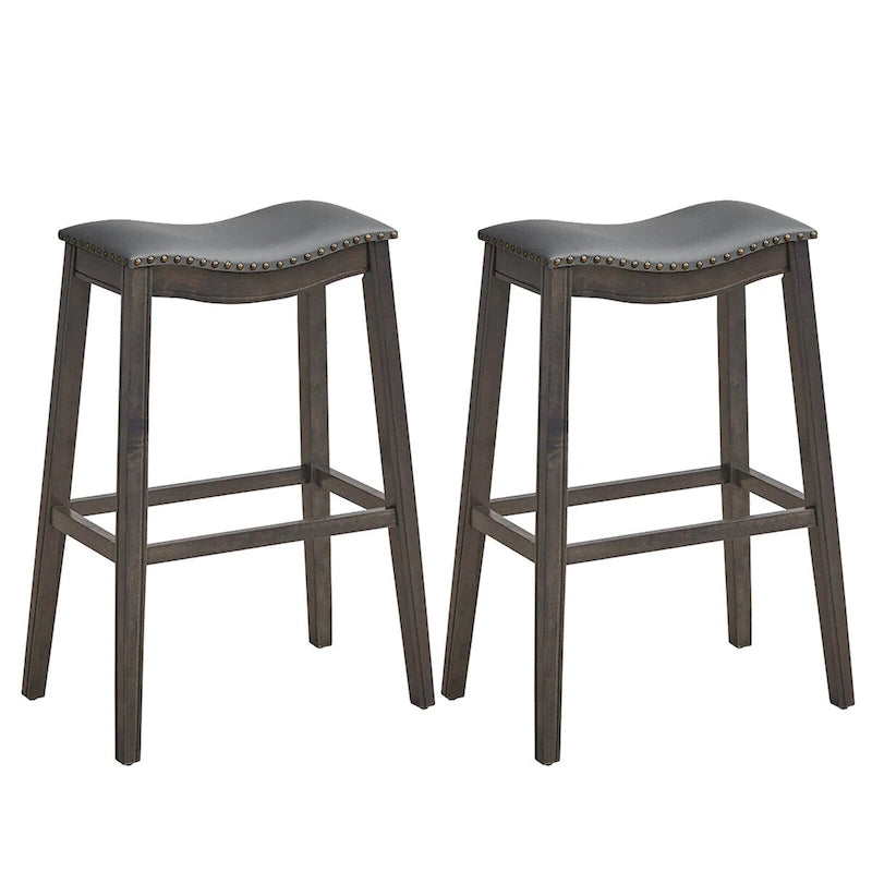 Ensemble de deux tabourets de bar en forme de selle, chaises de cuisine hauteur bar, avec patins en caoutchouc.