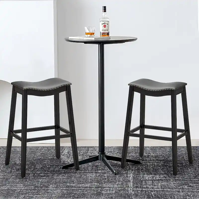 Ensemble de deux tabourets de bar en forme de selle, chaises de cuisine hauteur bar, avec patins en caoutchouc.