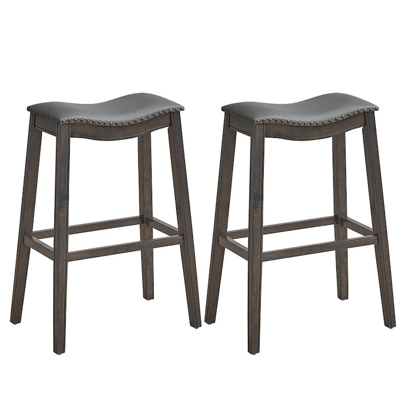Ensemble de deux tabourets de bar en forme de selle, chaises de cuisine hauteur bar, avec patins en caoutchouc.