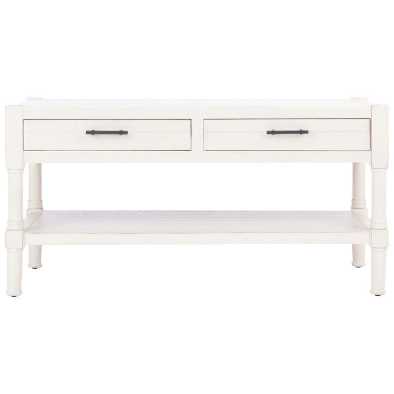 Table basse avec deux tiroirs et étagère inférieure — 37,8" L x 19" l x 19" H — 38" L x 19" P x 19" H