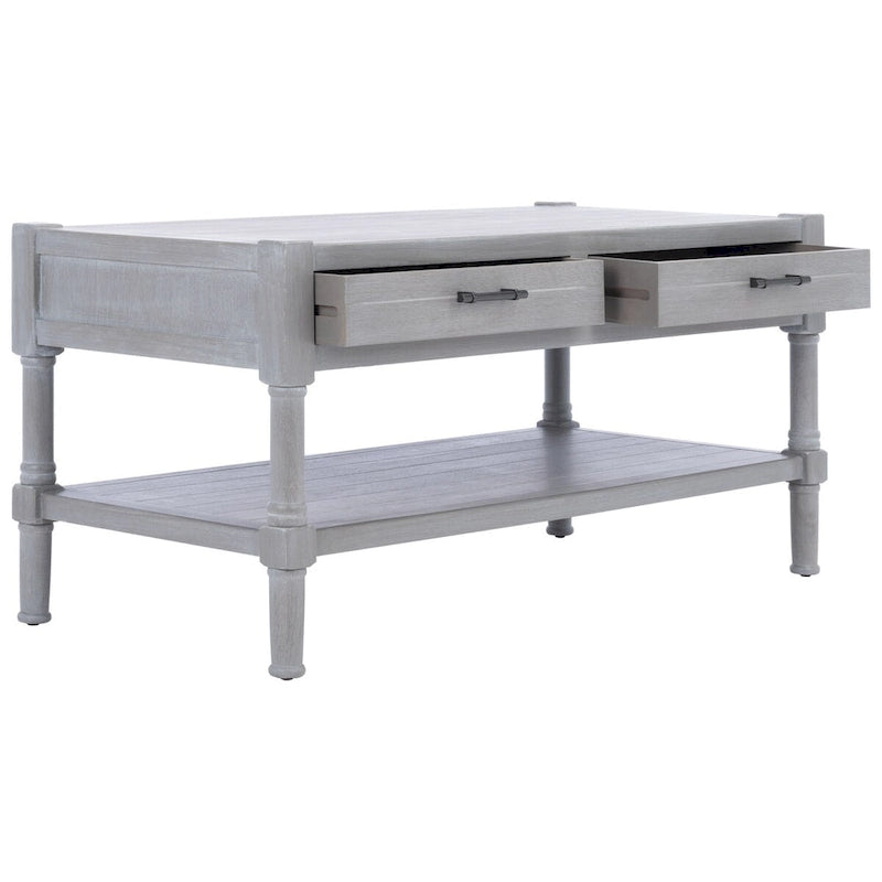 Table basse avec deux tiroirs et étagère inférieure — 37,8" L x 19" l x 19" H — 38" L x 19" P x 19" H