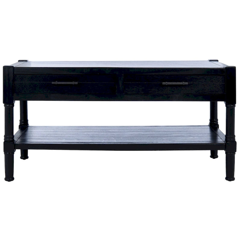 Table basse avec deux tiroirs et étagère inférieure — 37,8" L x 19" l x 19" H — 38" L x 19" P x 19" H
