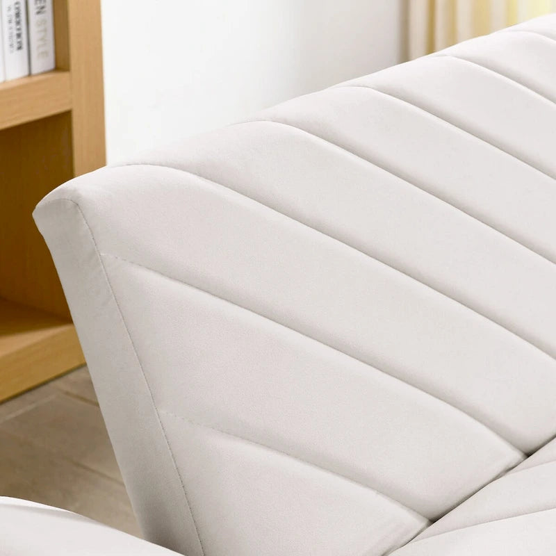Canapé-lit pliable convertible en velours avec accoudoirs réglables