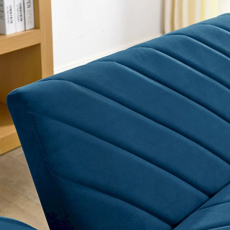 Canapé-lit pliable convertible en velours avec accoudoirs réglables