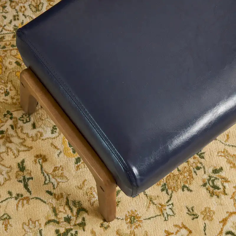 Tabouret d'appoint de 62 cm de large en similicuir (avec pieds en hévéa finition noyer)