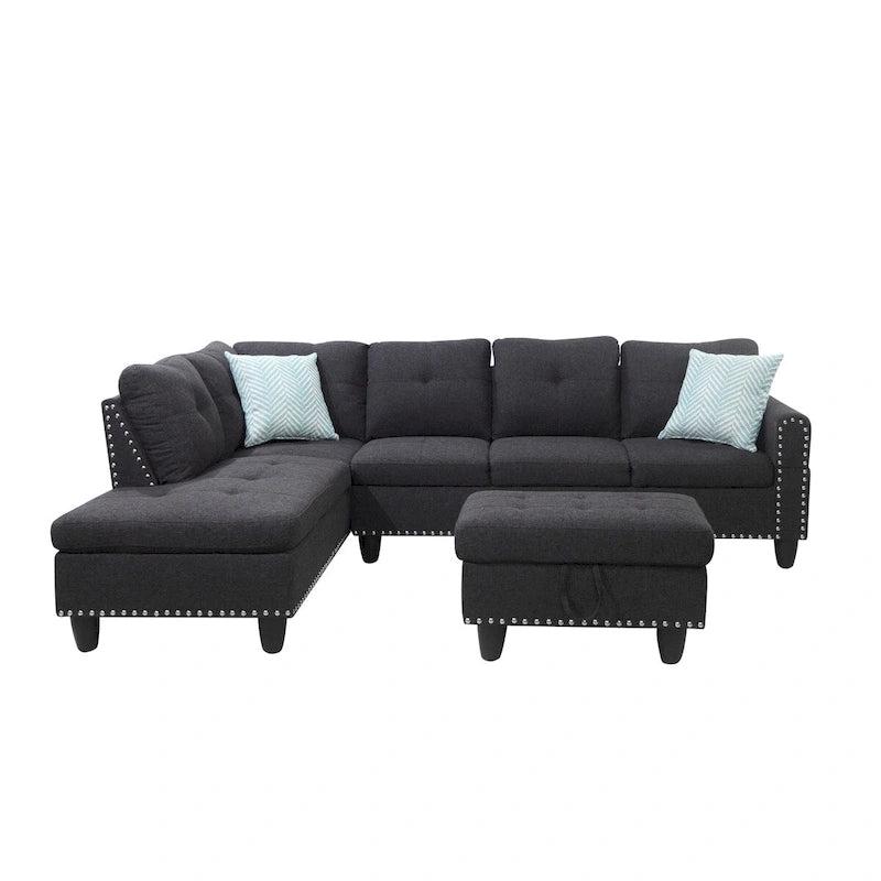 Canapé sectionnel gauche de 98 po de large avec ottoman — 98" L x 71" P x 33" H