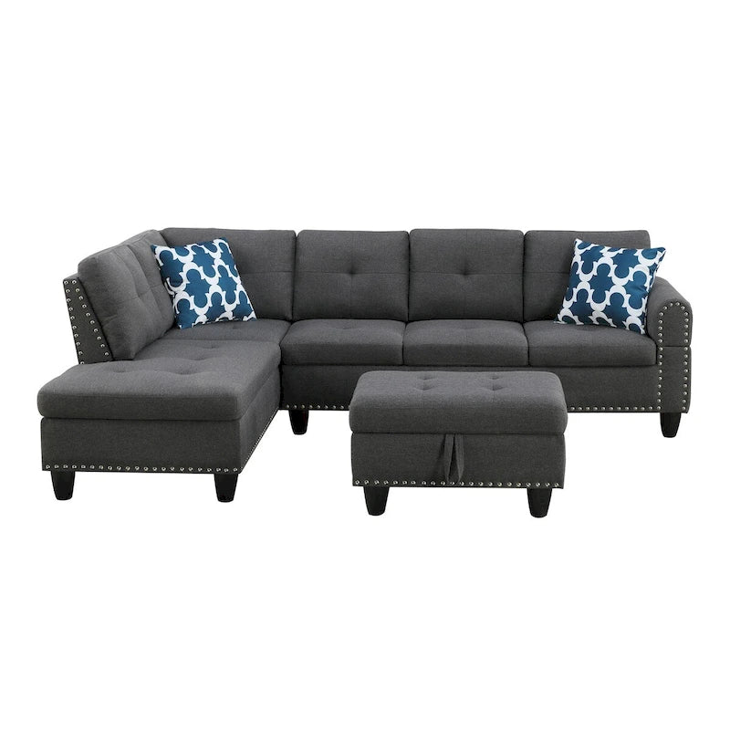 Canapé sectionnel gauche de 98 po de large avec ottoman — 98" L x 71" P x 33" H