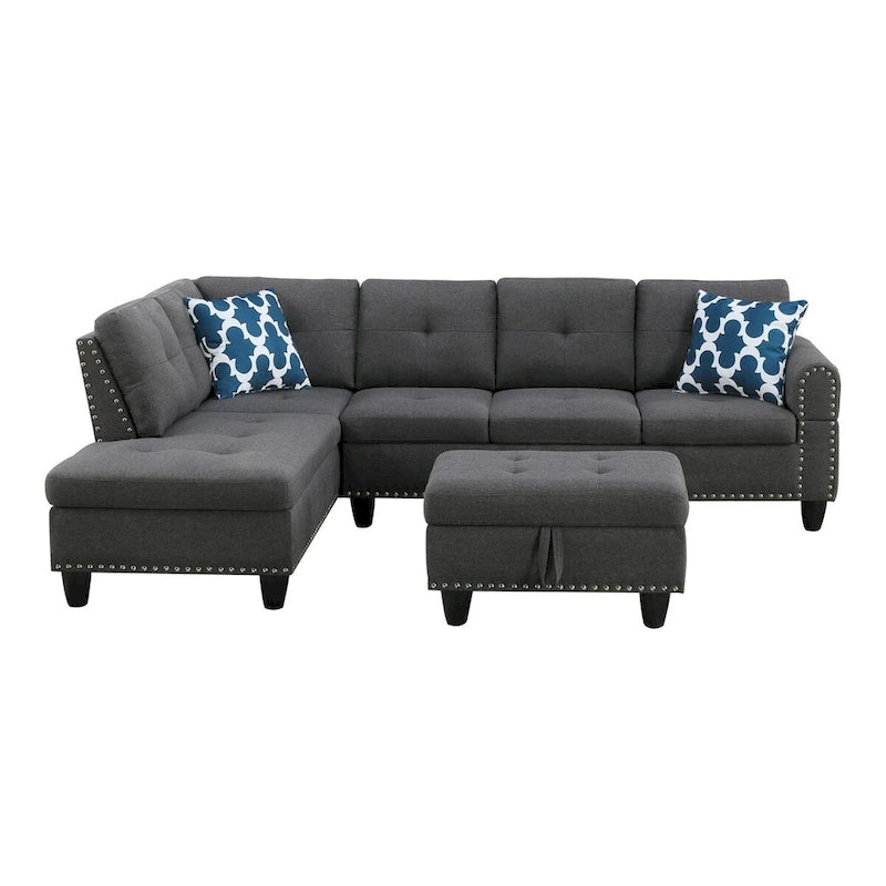 Canapé sectionnel gauche de 98 po de large avec ottoman — 98" L x 71" P x 33" H